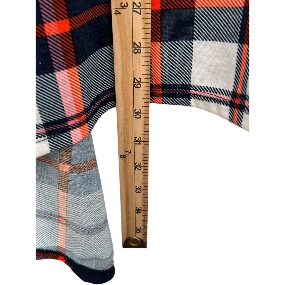 New York Laundry Sweater SZ XL Blue Plaid Roll Tab Sleeve Asymmetrical Cardigan - Picture 8 of 9
